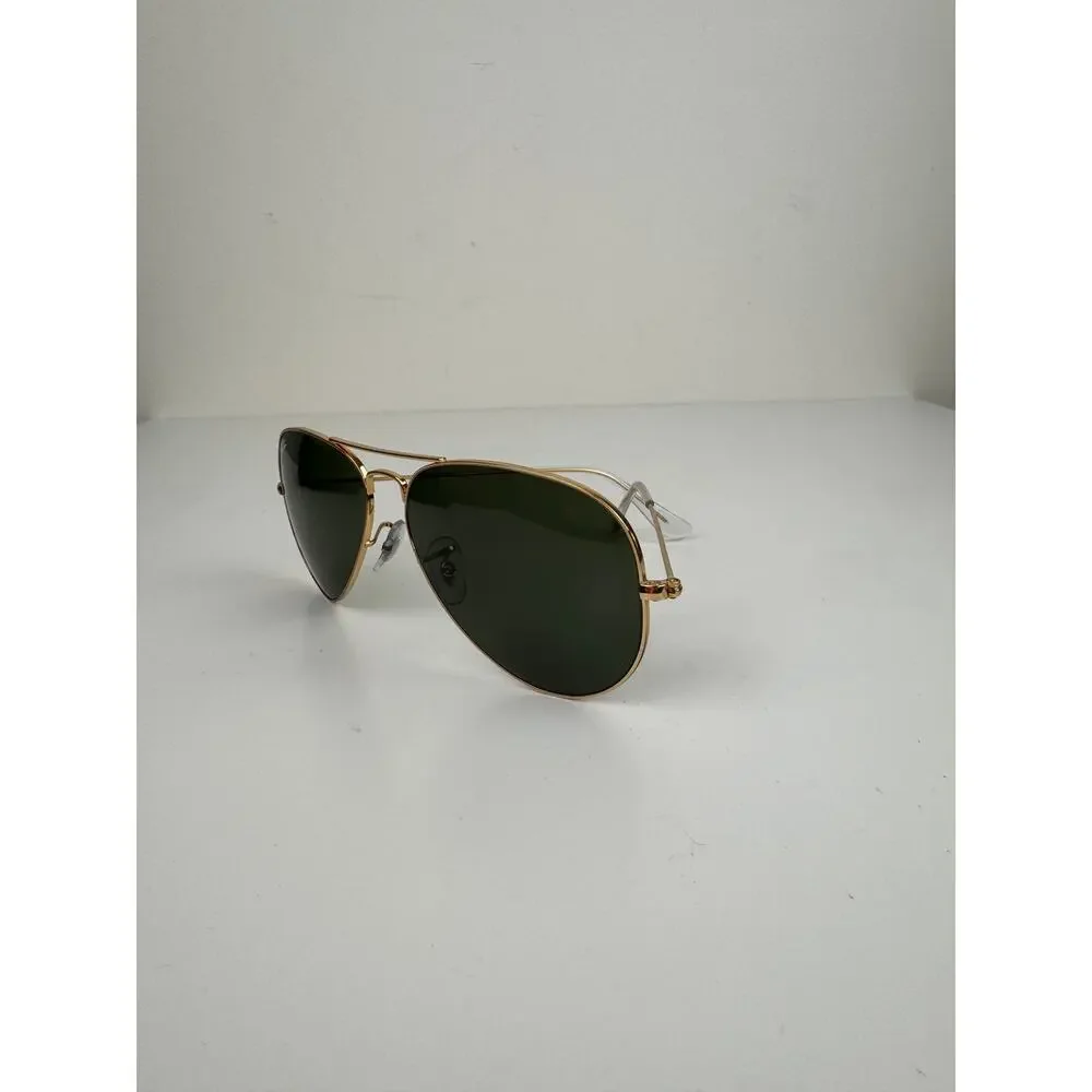 Ray-Ban RB3025 Polished Gold Metal Frame Green Lens Aviator Classic Sunglasses